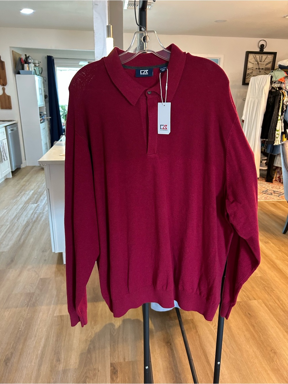 Cutter & Buck Men's Burgundy Polo Sweater